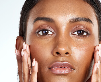 A close up of a woman's face.